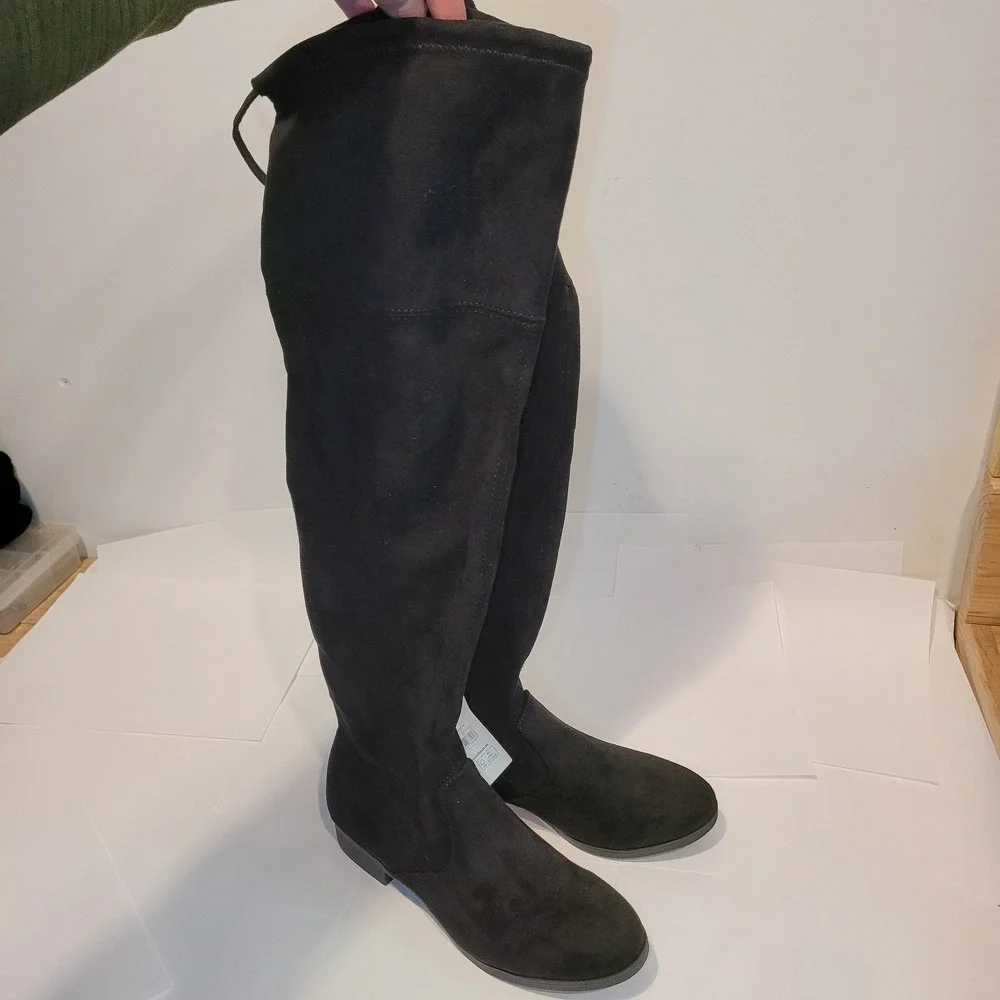 Time and Tru Women's Faux Suede‎ Western Over The Knee Boots Size 7W Wide Width